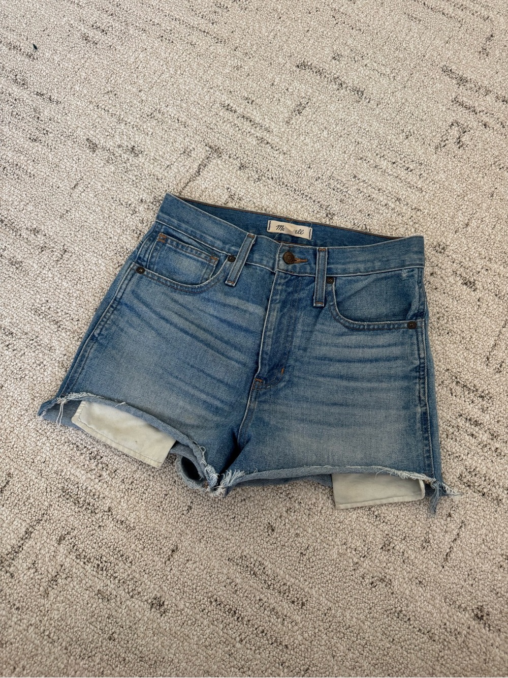 Madewell Blue High-Rise Cutoff Denim Shorts